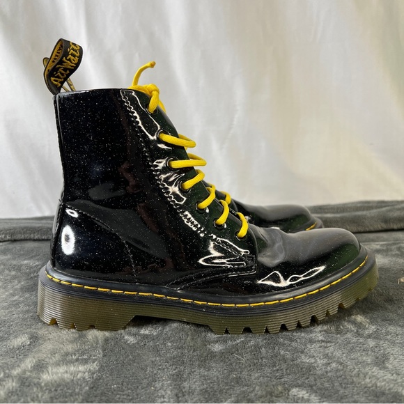 Dr. Martens Glitter Luana Women’s Black Combat Bootss Size 6 - Picture 5 of 12